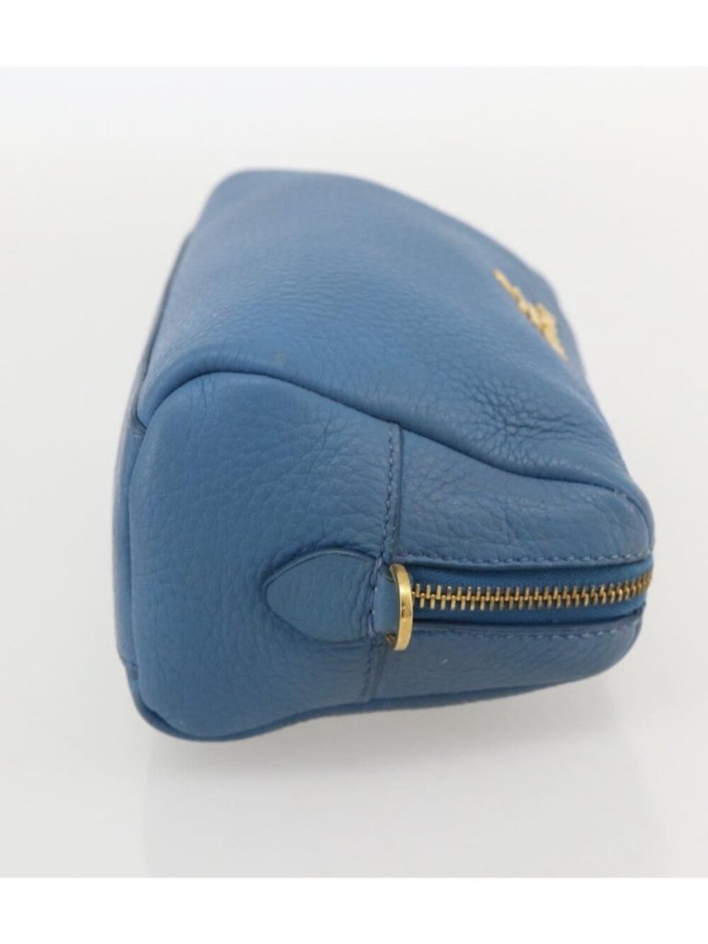 PRADA Pouch Leather Blue Gold - Picture 4 of 16